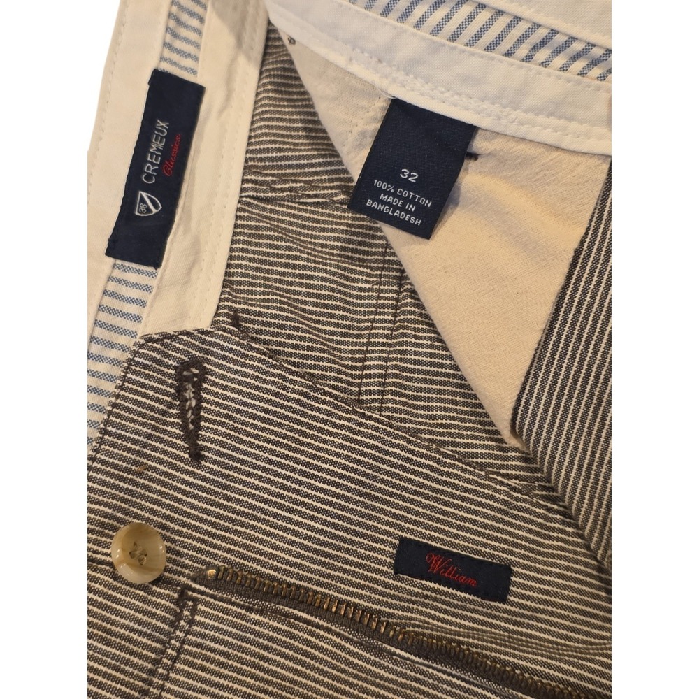 Cremieux William Shorts Mens 32 Gray Striped Flat Front Cotton 9.5 Inseam - Picture 5 of 8